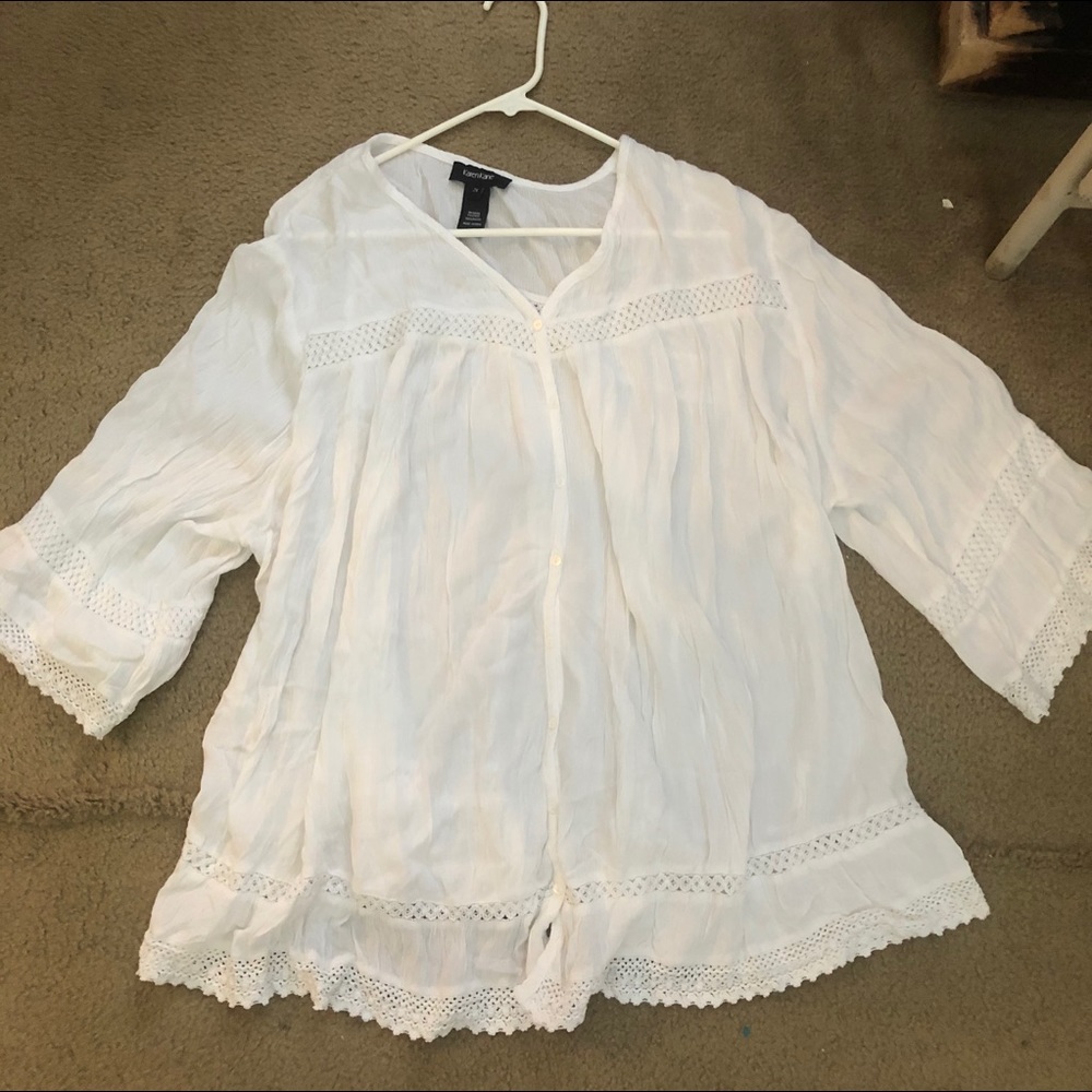 White Bell Sleeve Top